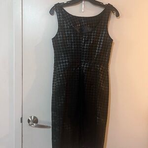 Black Leather Cache Houndstooth Dress
